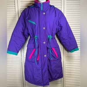 Vintage 1980 Child 14-16 Metro Express Winter Jacket Purple Adjustable Waistband